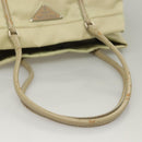 PRADA Tote Bag Nylon Leather Beige Auth bs28396-7