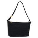 CHANEL Choco Bar Shoulder Bag Cotton Black Gold CC Auth bs28407-1