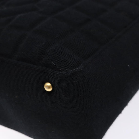 CHANEL Choco Bar Shoulder Bag Cotton Black Gold CC Auth bs28407