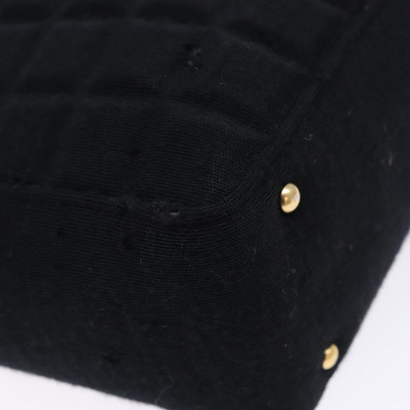 CHANEL Choco Bar Shoulder Bag Cotton Black Gold CC Auth bs28407