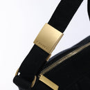 CHANEL Choco Bar Shoulder Bag Cotton Black Gold CC Auth bs28407-17