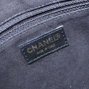CHANEL Choco Bar Shoulder Bag Cotton Black Gold CC Auth bs28407-18