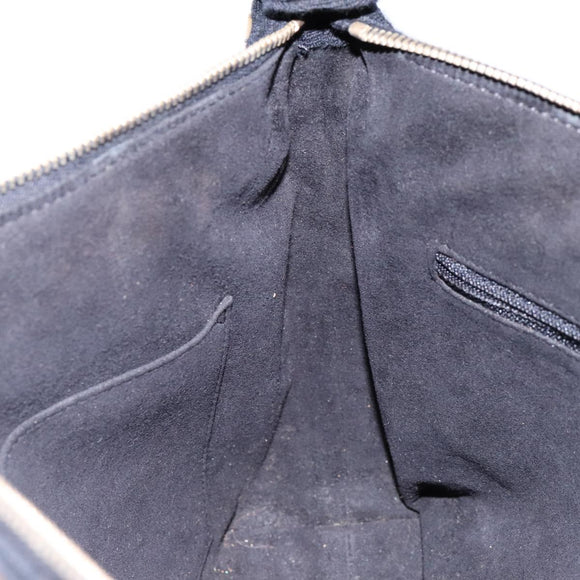 CHANEL Choco Bar Shoulder Bag Cotton Black Gold CC Auth bs28407