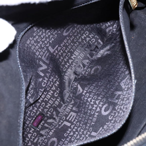 CHANEL Choco Bar Shoulder Bag Cotton Black Gold CC Auth bs28407