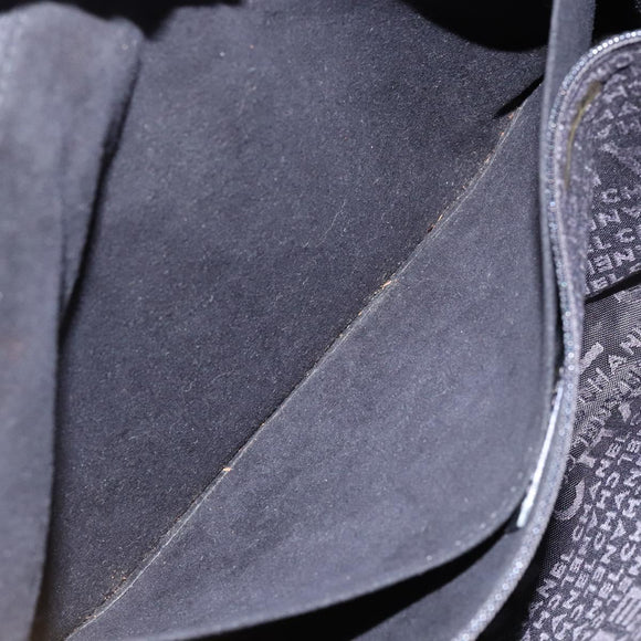 CHANEL Choco Bar Shoulder Bag Cotton Black Gold CC Auth bs28407