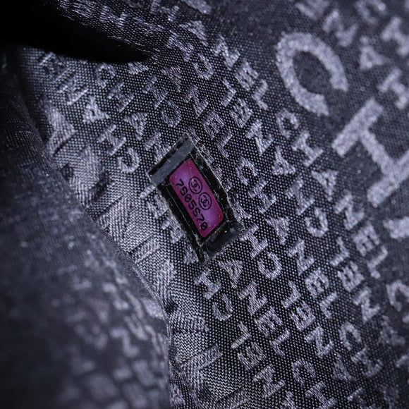 CHANEL Choco Bar Shoulder Bag Cotton Black Gold CC Auth bs28407