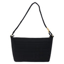 CHANEL Choco Bar Shoulder Bag Cotton Black Gold CC Auth bs28407-3