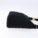 CHANEL Choco Bar Shoulder Bag Cotton Black Gold CC Auth bs28407-4