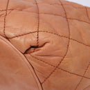 CHANEL Wide Stretch Shoulder Bag Leather Violet Silver CC Auth bs28413-9