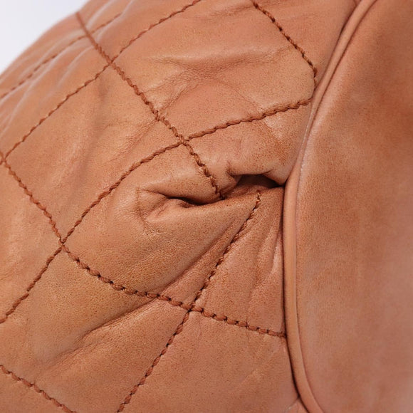 CHANEL Wide Stretch Shoulder Bag Leather Violet Silver CC Auth bs28413