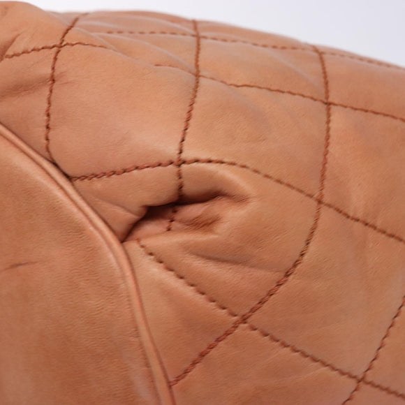 CHANEL Wide Stretch Shoulder Bag Leather Violet Silver CC Auth bs28413