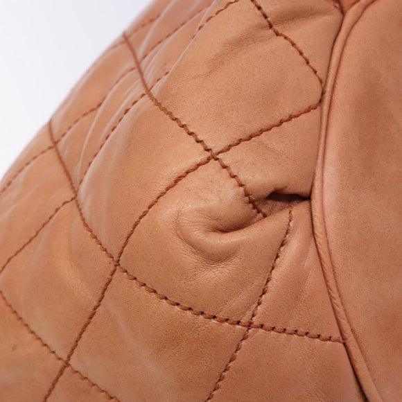 CHANEL Wide Stretch Shoulder Bag Leather Violet Silver CC Auth bs28413