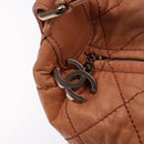 CHANEL Wide Stretch Shoulder Bag Leather Violet Silver CC Auth bs28413-10