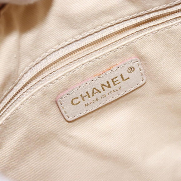 CHANEL Wide Stretch Shoulder Bag Leather Violet Silver CC Auth bs28413