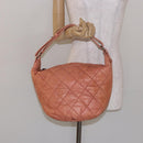 CHANEL Wide Stretch Shoulder Bag Leather Violet Silver CC Auth bs28413-22