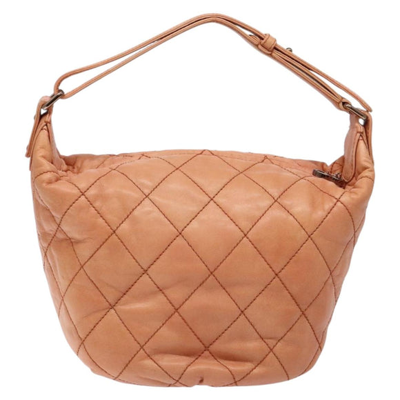 CHANEL Wide Stretch Shoulder Bag Leather Violet Silver CC Auth bs28413