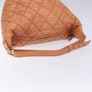 CHANEL Wide Stretch Shoulder Bag Leather Violet Silver CC Auth bs28413-7