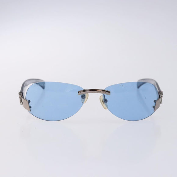 CHANEL Sunglasses Plastic Blue CC Auth bs28414