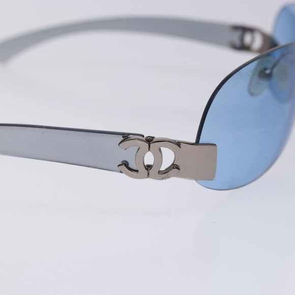 CHANEL Sunglasses Plastic Blue CC Auth bs28414