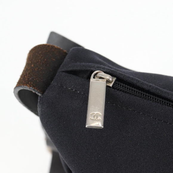 CHANEL Sports Shoulder Bag Canvas Black Silver Auth bs28419