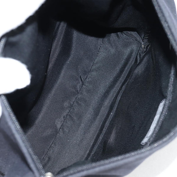 CHANEL Sports Shoulder Bag Canvas Black Silver Auth bs28419