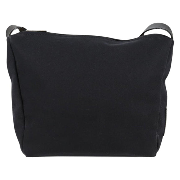 CHANEL Sports Shoulder Bag Canvas Black Silver Auth bs28419