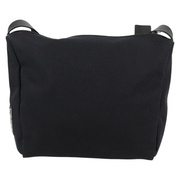 CHANEL Sports Shoulder Bag Canvas Black Silver Auth bs28419