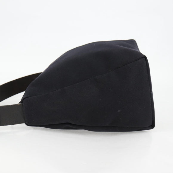 CHANEL Sports Shoulder Bag Canvas Black Silver Auth bs28419