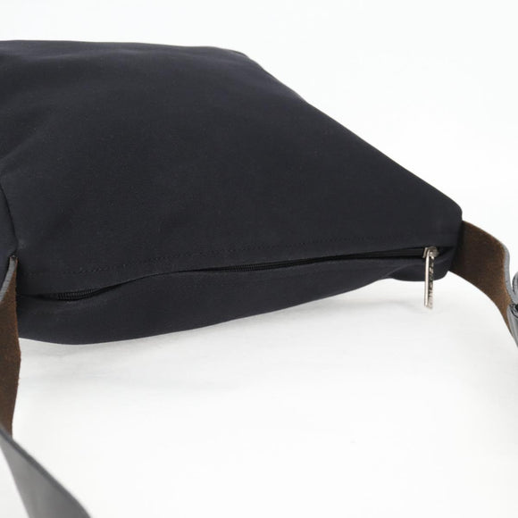 CHANEL Sports Shoulder Bag Canvas Black Silver Auth bs28419