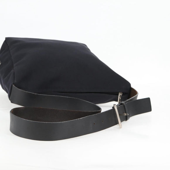 CHANEL Sports Shoulder Bag Canvas Black Silver Auth bs28419