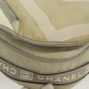 CHANEL Sports Shoulder Bag Nylon Beige Silver CC Auth bs28420-15