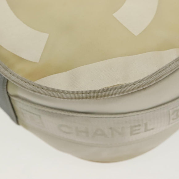 CHANEL Sports Shoulder Bag Nylon Beige Silver CC Auth bs28420