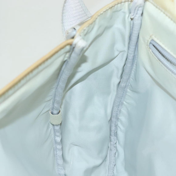 CHANEL Sports Shoulder Bag Nylon Beige Silver CC Auth bs28420