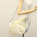 CHANEL Sports Shoulder Bag Nylon Beige Silver CC Auth bs28420-23