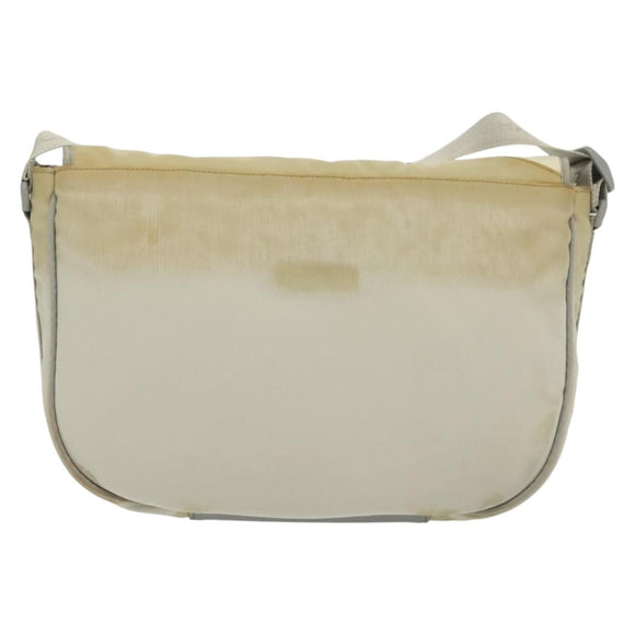 CHANEL Sports Shoulder Bag Nylon Beige Silver CC Auth bs28420