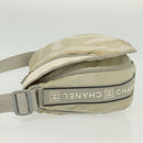 CHANEL Sports Shoulder Bag Nylon Beige Silver CC Auth bs28420-4