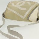 CHANEL Sports Shoulder Bag Nylon Beige Silver CC Auth bs28420-6