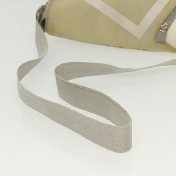 CHANEL Sports Shoulder Bag Nylon Beige Silver CC Auth bs28420