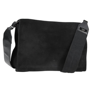 GUCCI Shoulder Bag Suede Black Silver 001 3258 Auth bs28426