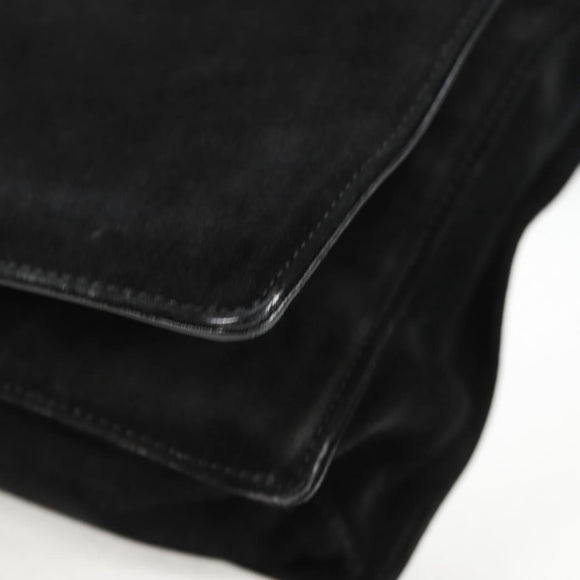 GUCCI Shoulder Bag Suede Black Silver 001 3258 Auth bs28426