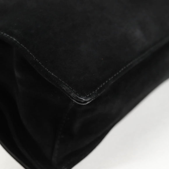GUCCI Shoulder Bag Suede Black Silver 001 3258 Auth bs28426