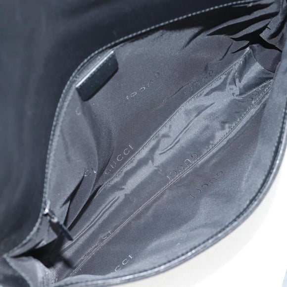 GUCCI Shoulder Bag Suede Black Silver 001 3258 Auth bs28426