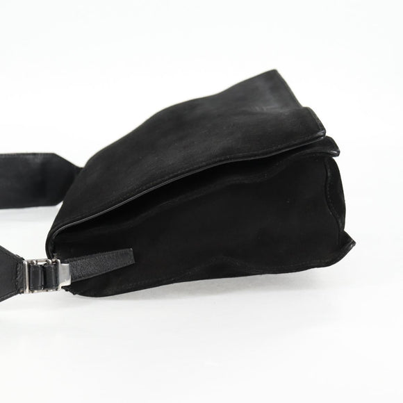 GUCCI Shoulder Bag Suede Black Silver 001 3258 Auth bs28426