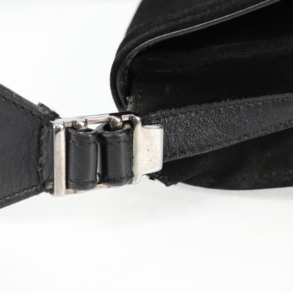 GUCCI Shoulder Bag Suede Black Silver 001 3258 Auth bs28426