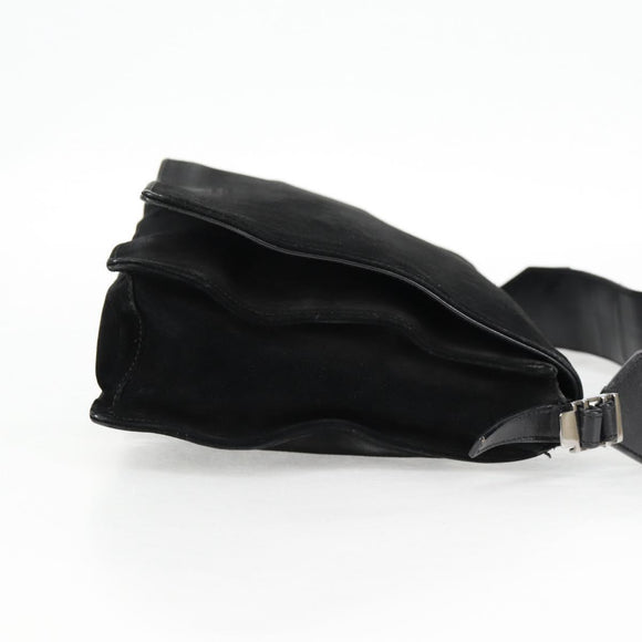 GUCCI Shoulder Bag Suede Black Silver 001 3258 Auth bs28426