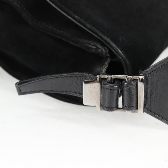 GUCCI Shoulder Bag Suede Black Silver 001 3258 Auth bs28426