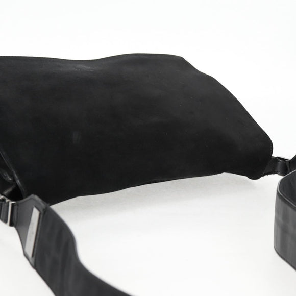 GUCCI Shoulder Bag Suede Black Silver 001 3258 Auth bs28426