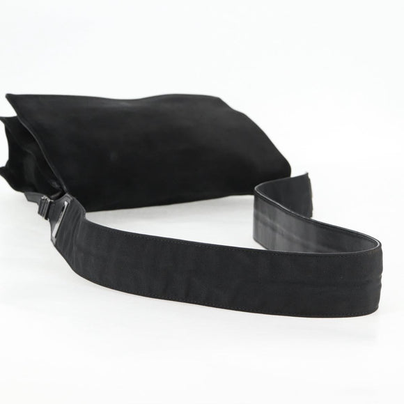 GUCCI Shoulder Bag Suede Black Silver 001 3258 Auth bs28426