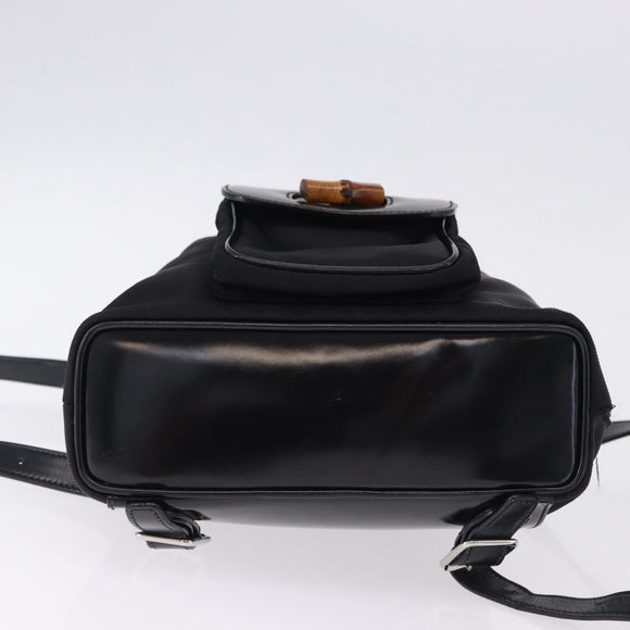 GUCCI Bamboo Backpack Nylon Black Silver 03 2265 0030 Auth bs28427