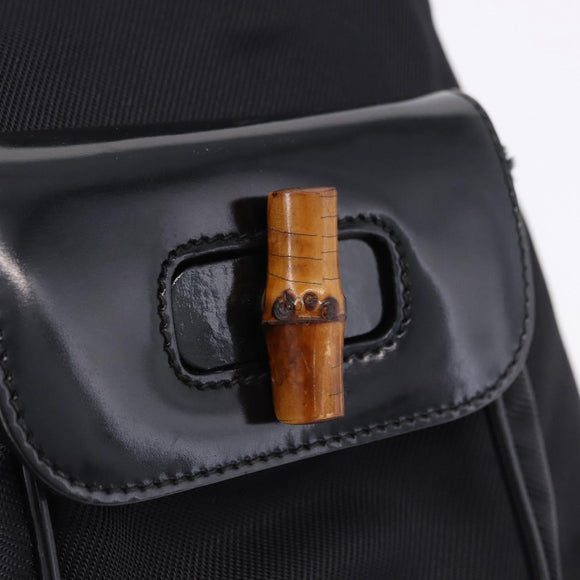 GUCCI Bamboo Backpack Nylon Black Silver 03 2265 0030 Auth bs28427